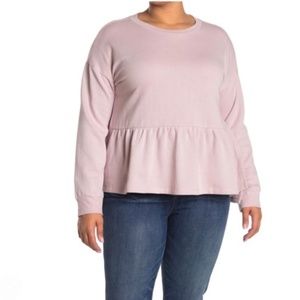 14TH & UNION pink peplum hem sweatshirt